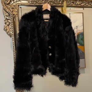 We The Free Black Faux Fur Teddy Jacket
